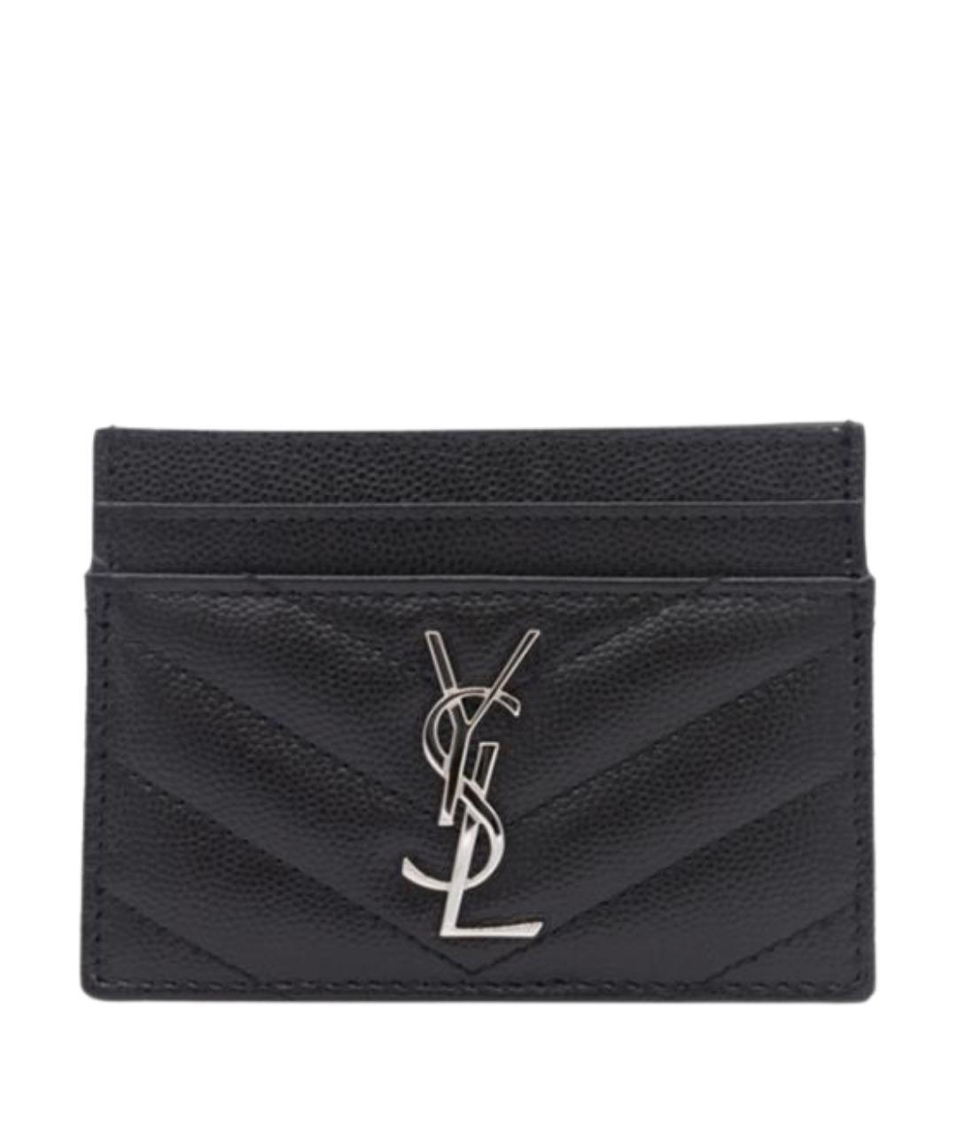 SAINT LAURENT Черный кожаный кардхолдер, фото 1