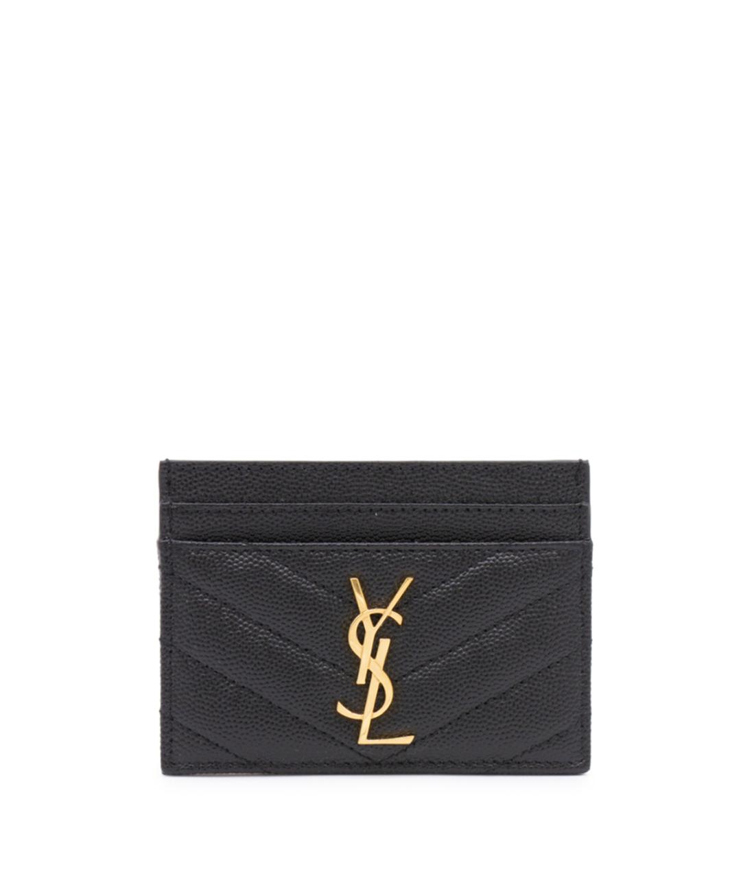 SAINT LAURENT Черный кожаный кардхолдер, фото 1