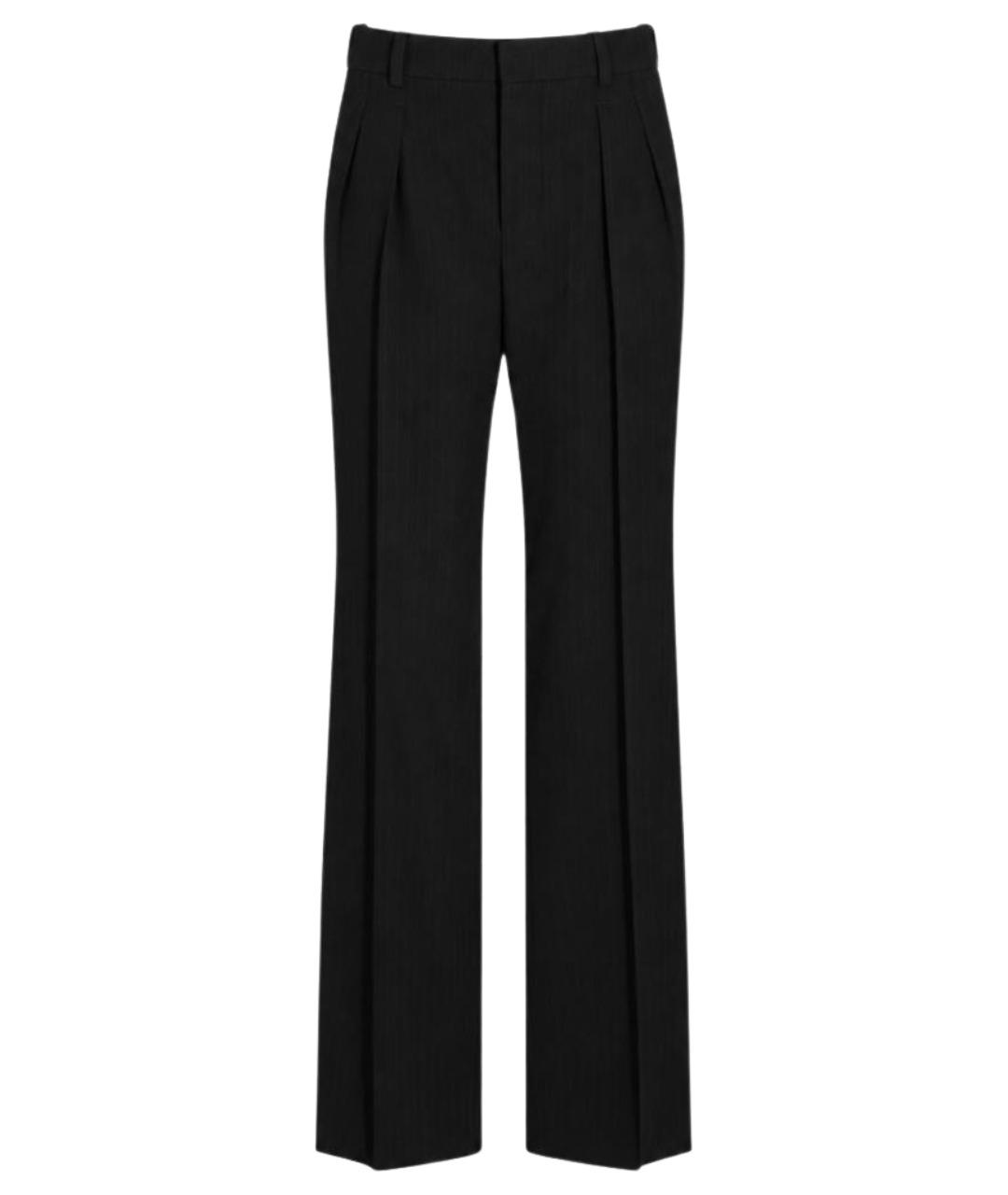SAINT LAURENT Черные шерстяные прямые брюки, фото 1