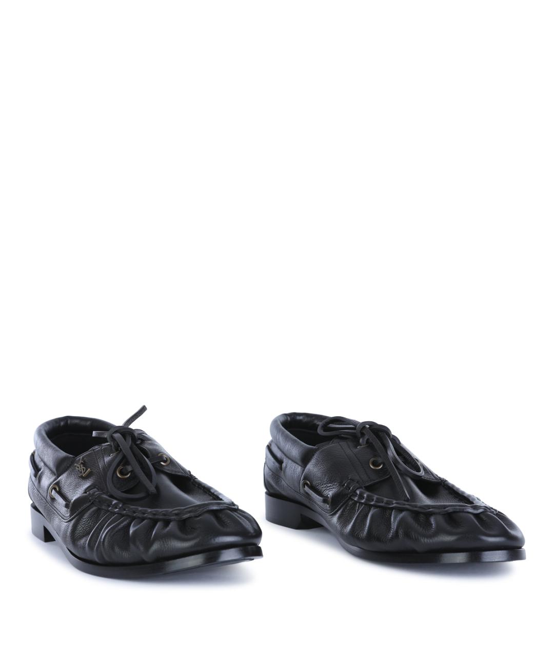 SAINT LAURENT Черные кожаные лоферы, фото 2