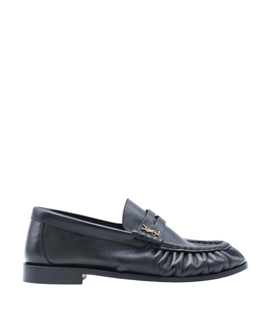 SAINT LAURENT Черные кожаные лоферы, фото 1