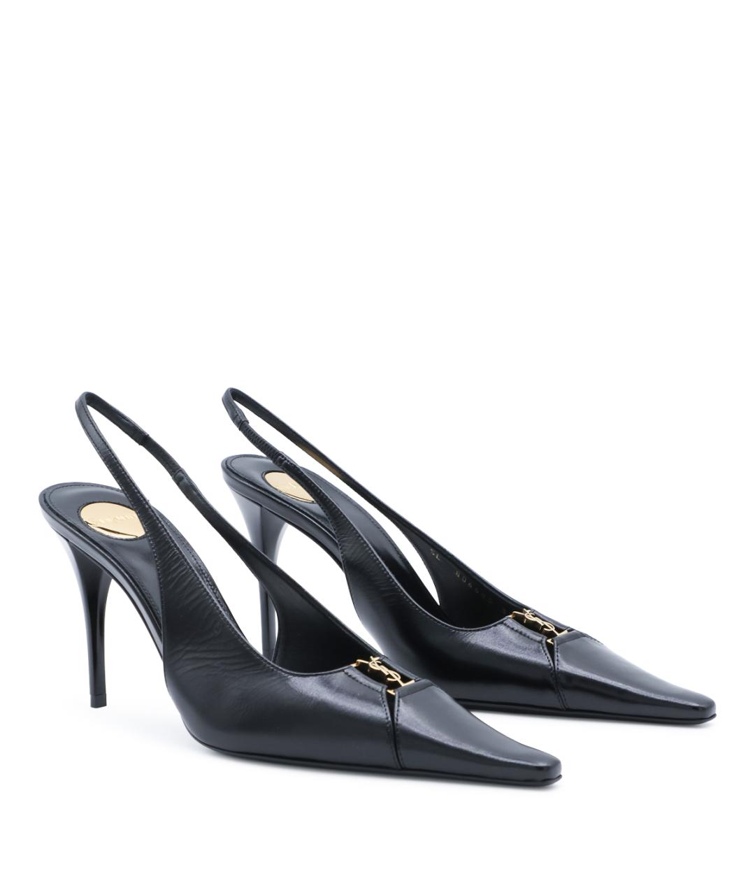 SAINT LAURENT Черные кожаные туфли, фото 2