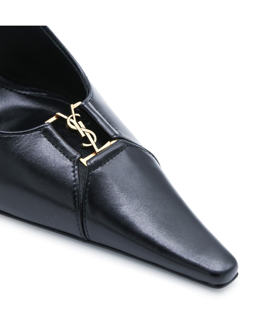 SAINT LAURENT Черные кожаные туфли, фото 4