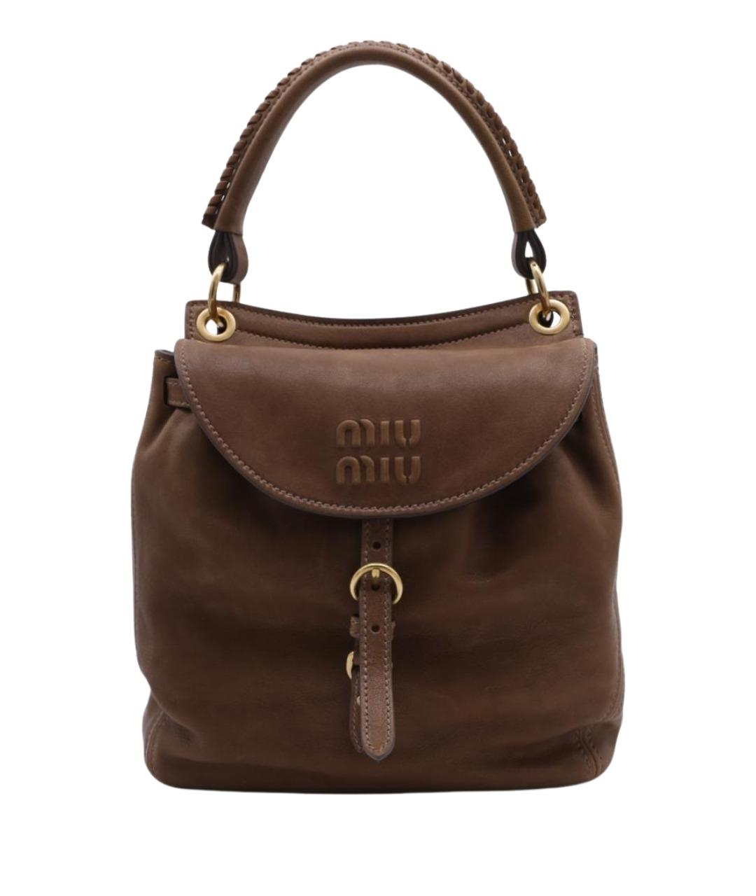 MIU MIU Коричневый кожаный рюкзак, фото 1
