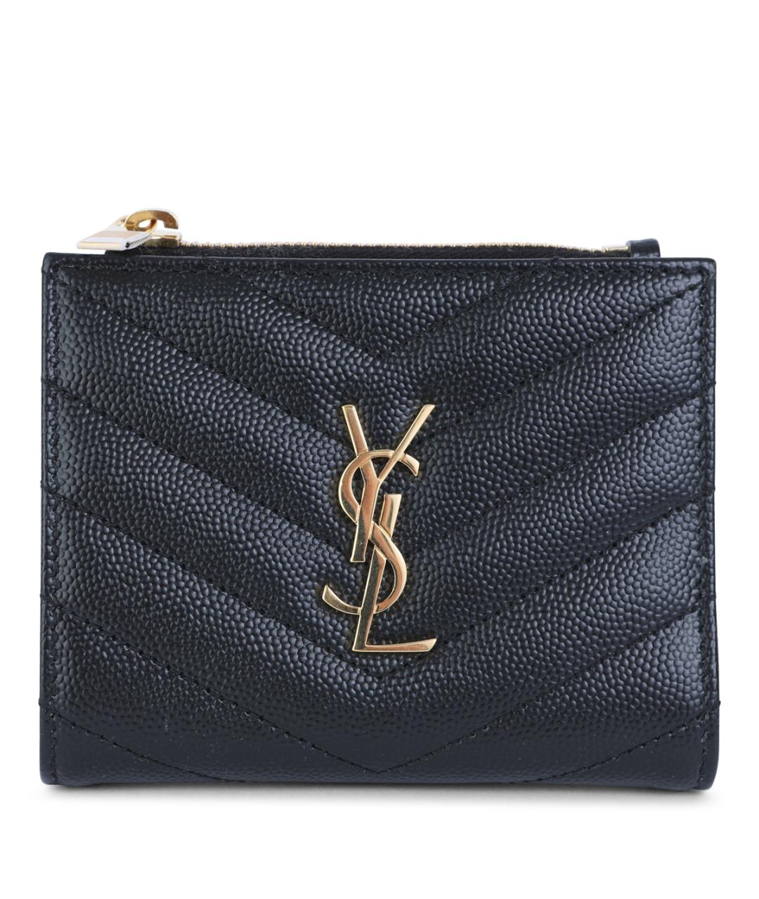 SAINT LAURENT Черный кожаный кошелек, фото 1