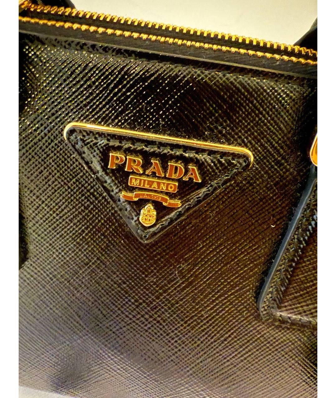PRADA Черная кожаная сумка с короткими ручками, фото 6