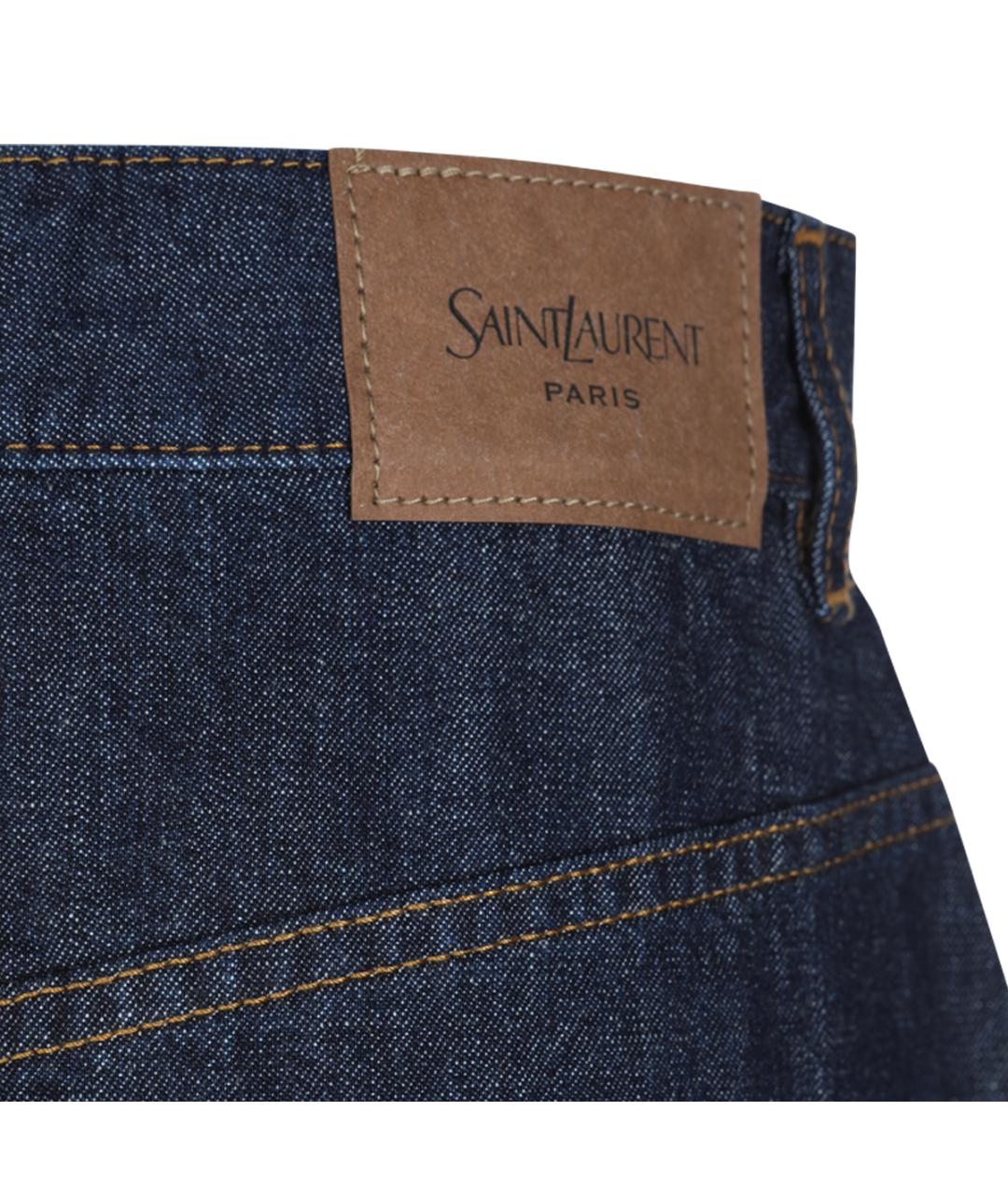SAINT LAURENT Темно-синяя хлопковая юбка макси, фото 4