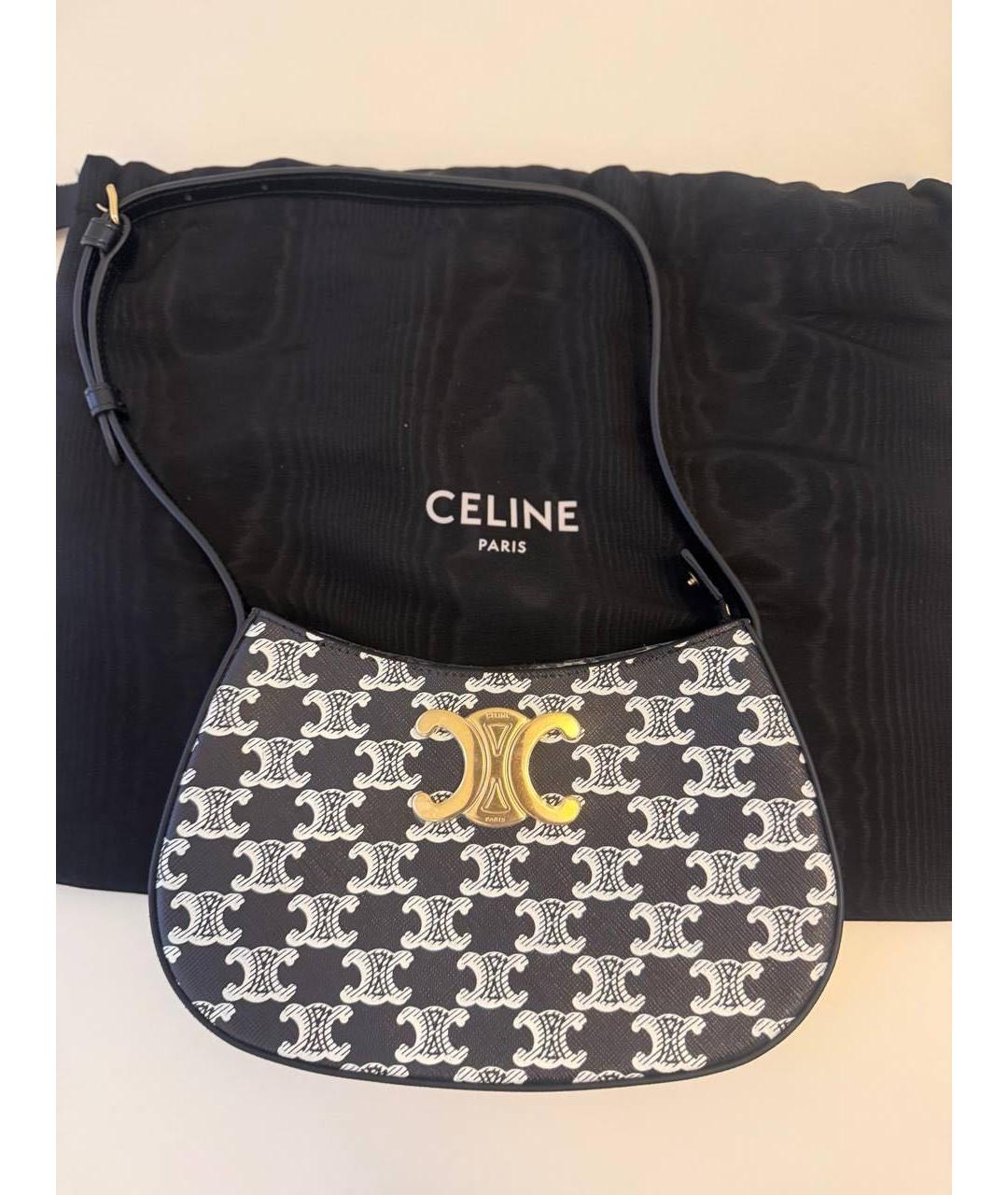 CELINE Черная сумка с короткими ручками из канвы, фото 2