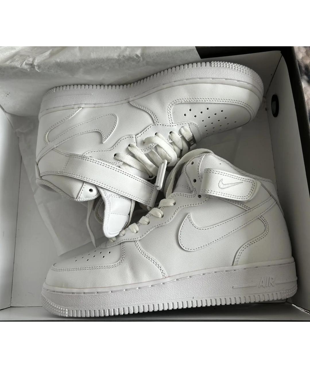 NIKE Белые кожаные высокие кроссовки / кеды, фото 8