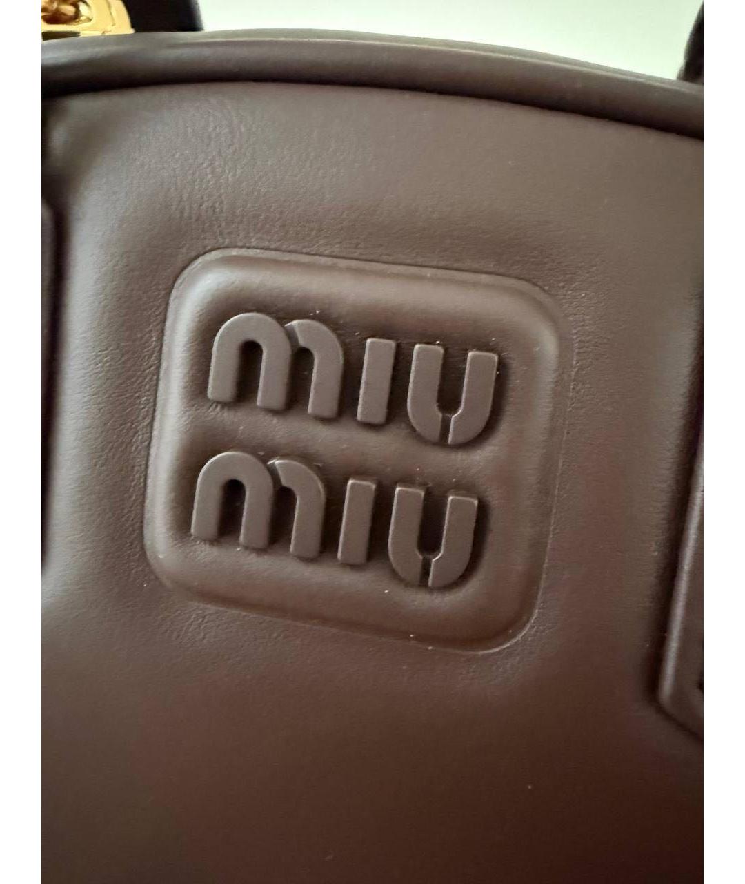 MIU MIU Коричневая кожаная сумка с короткими ручками, фото 6