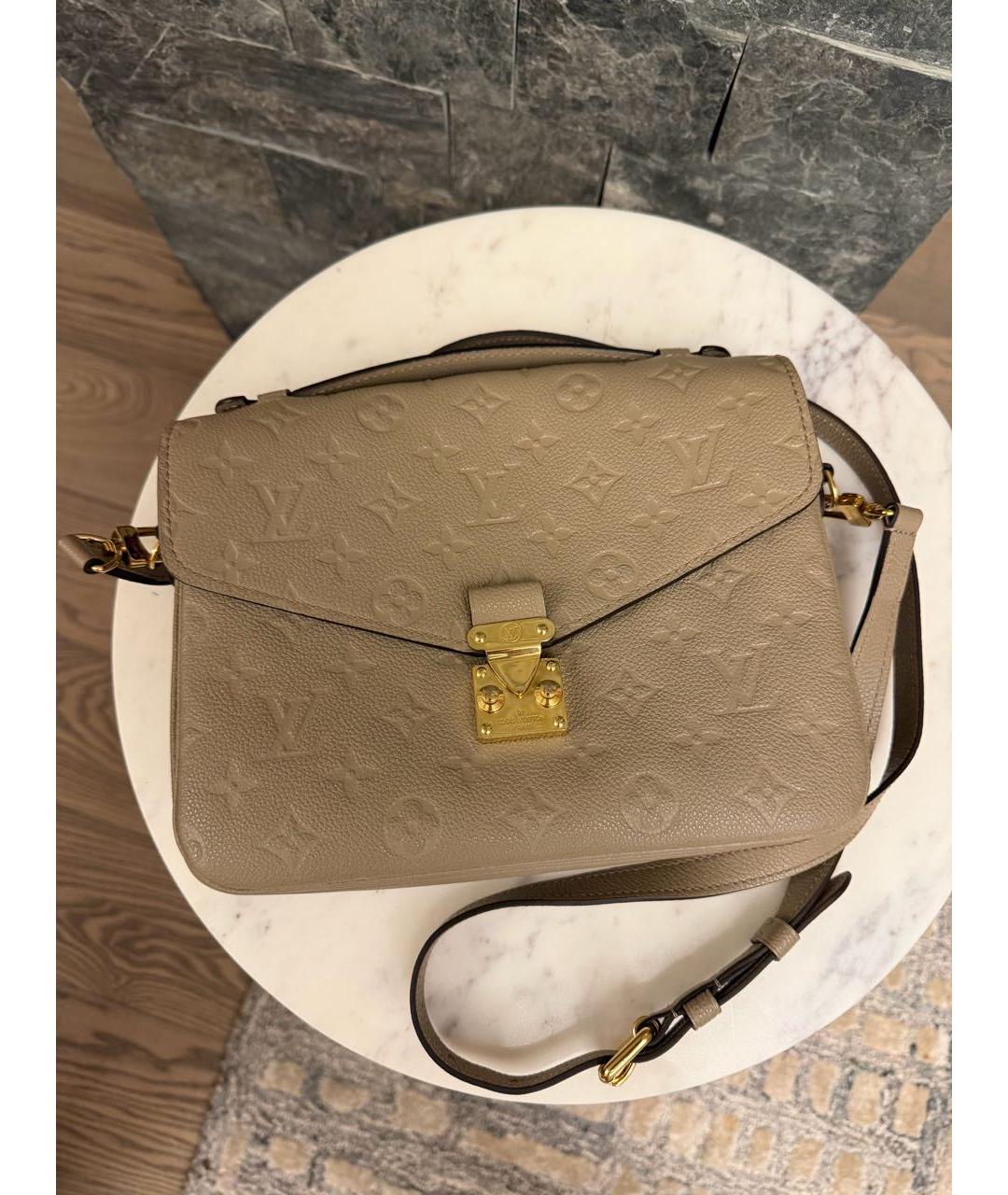 LOUIS VUITTON Серая кожаная сумка через плечо, фото 6