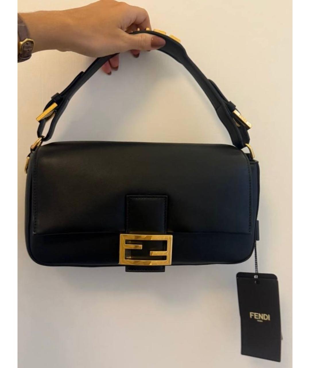 FENDI Черная кожаная сумка с короткими ручками, фото 8