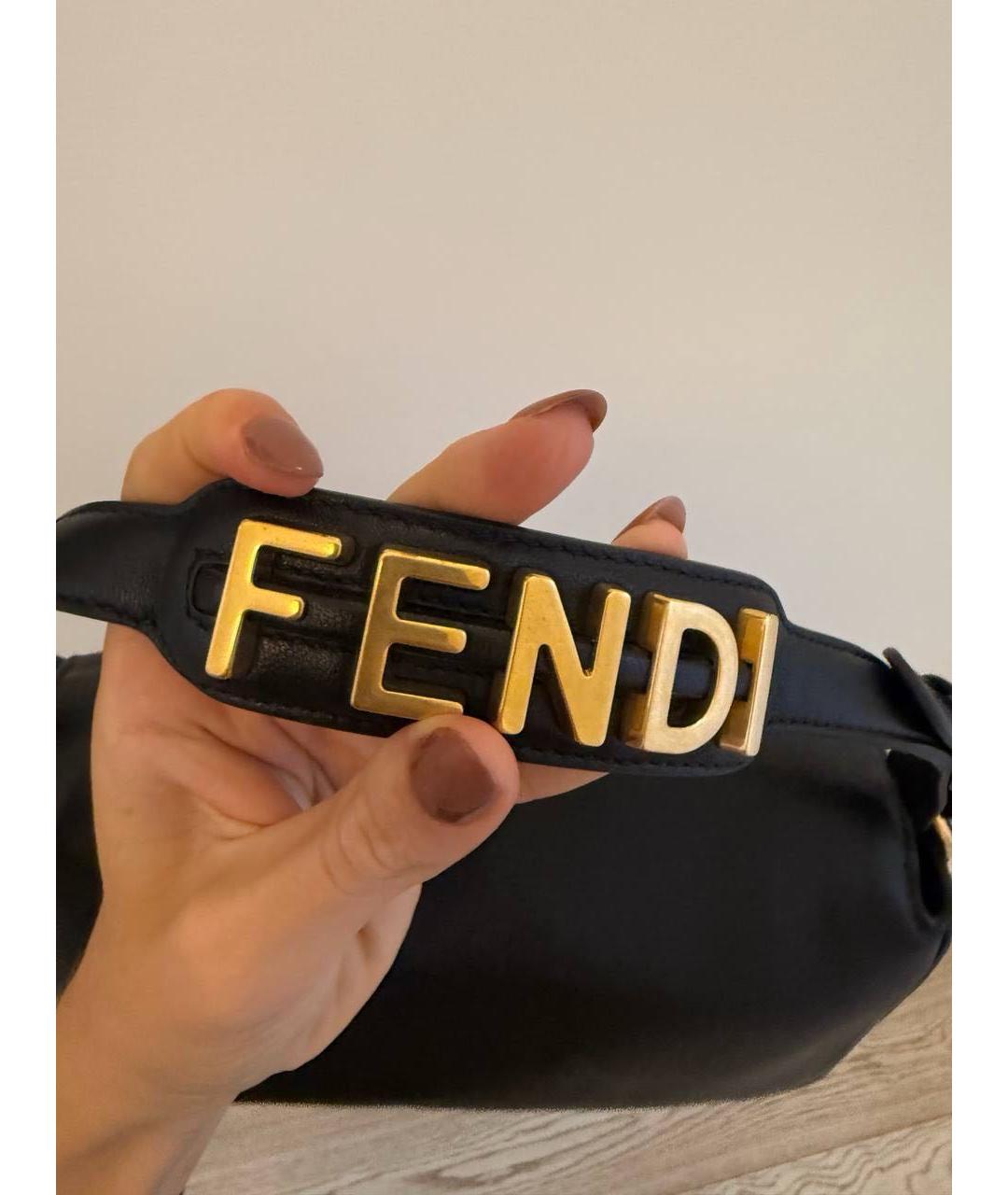 FENDI Черная кожаная сумка с короткими ручками, фото 4