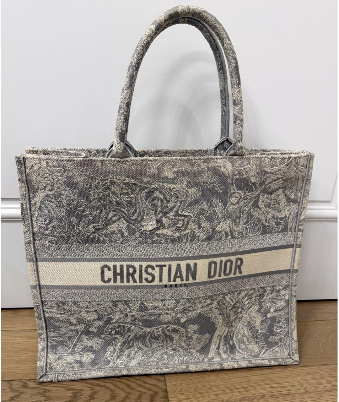 CHRISTIAN DIOR Серая жаккардовая сумка тоут, фото 5