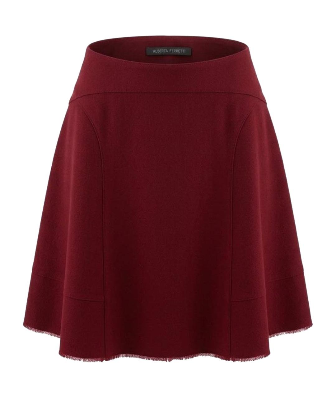 ALBERTA FERRETTI Красная шерстяная юбка миди, фото 1