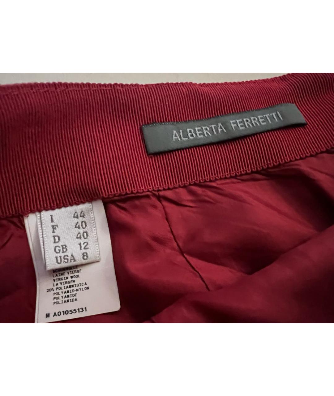 ALBERTA FERRETTI Красная шерстяная юбка миди, фото 3