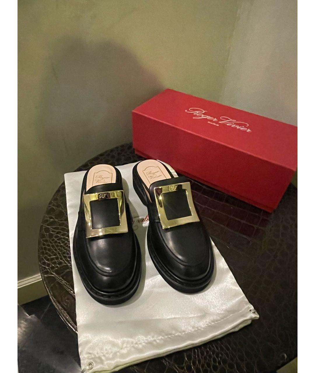ROGER VIVIER Черные кожаные сабо, фото 2