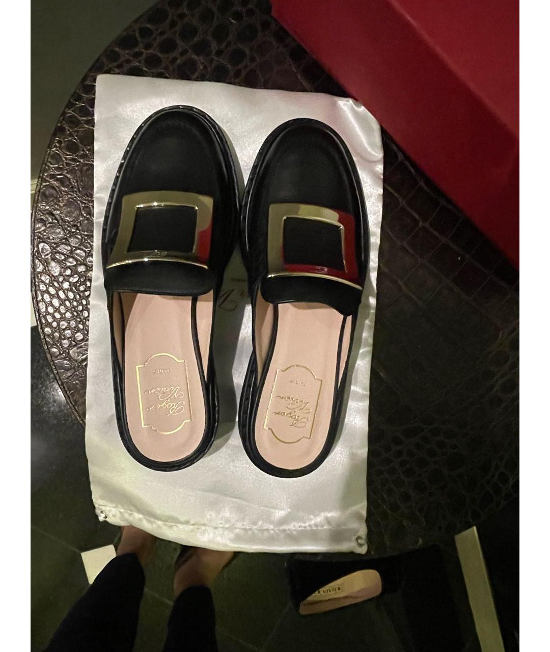 ROGER VIVIER Черные кожаные сабо, фото 3