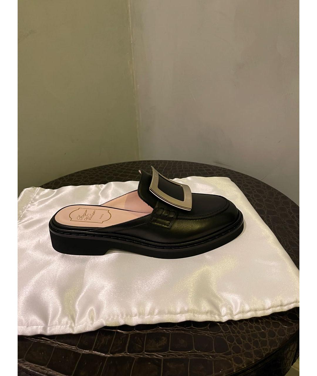 ROGER VIVIER Черные кожаные сабо, фото 9