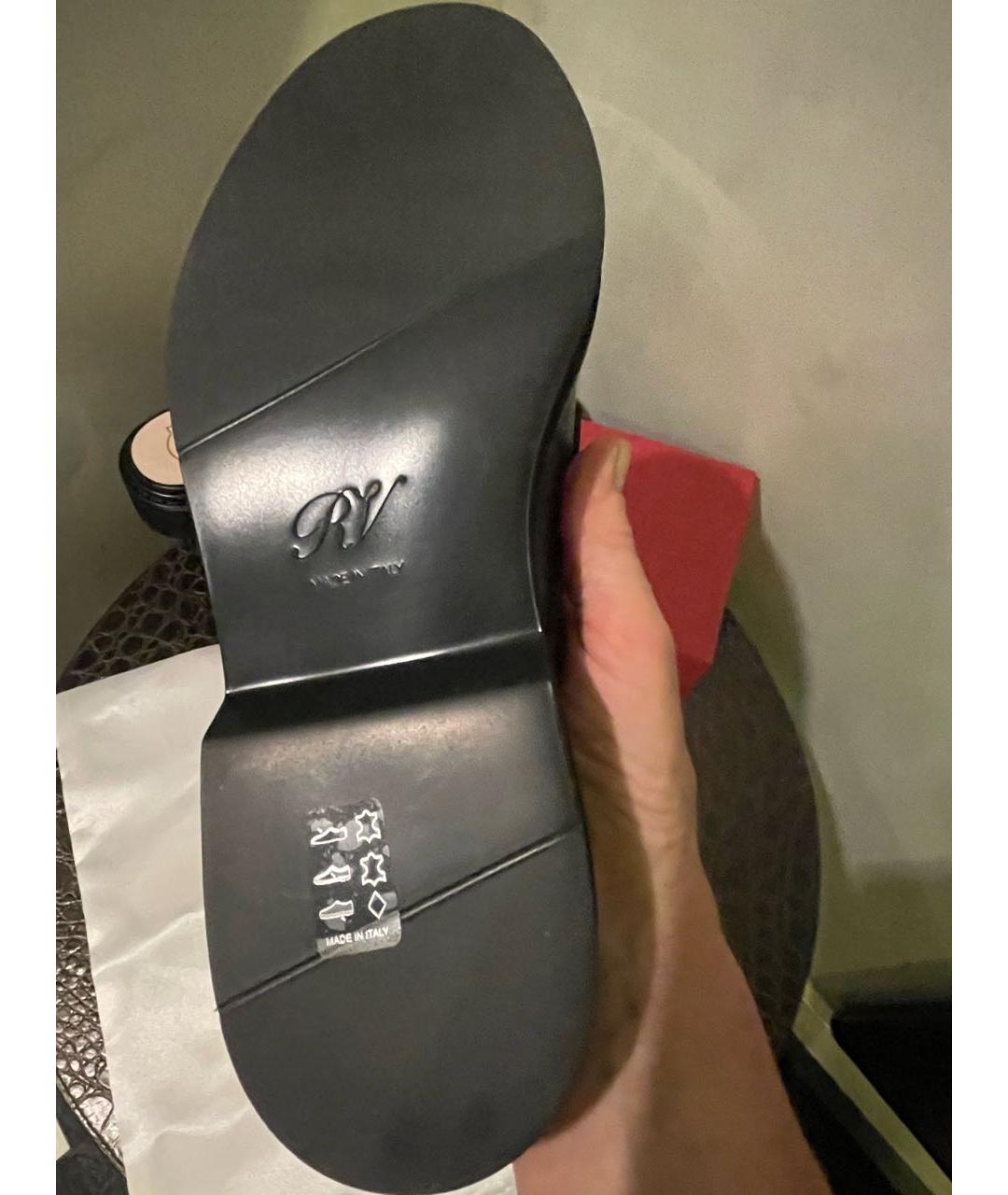 ROGER VIVIER Черные кожаные сабо, фото 6