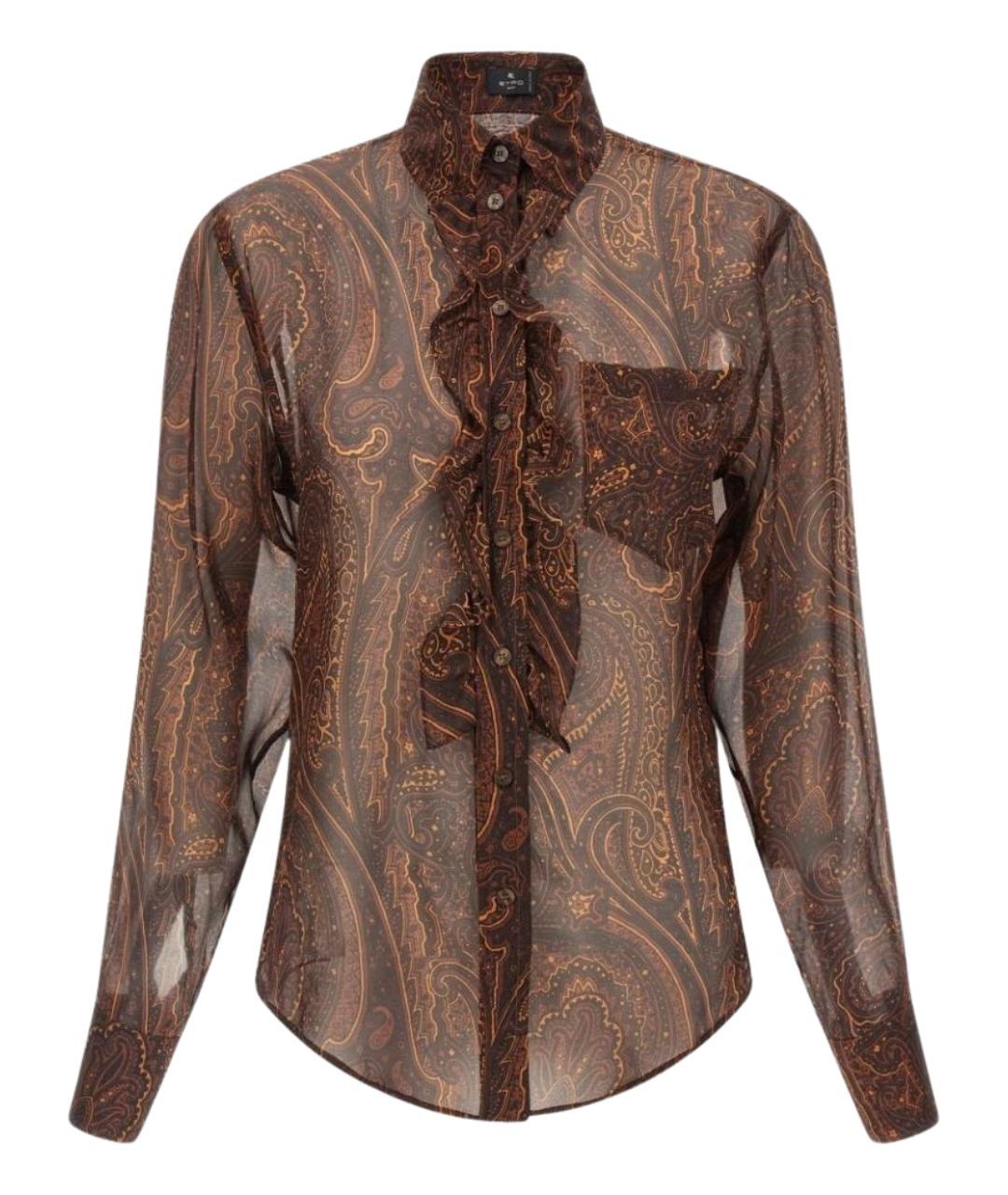 ETRO Коричневая шелковая рубашка, фото 1