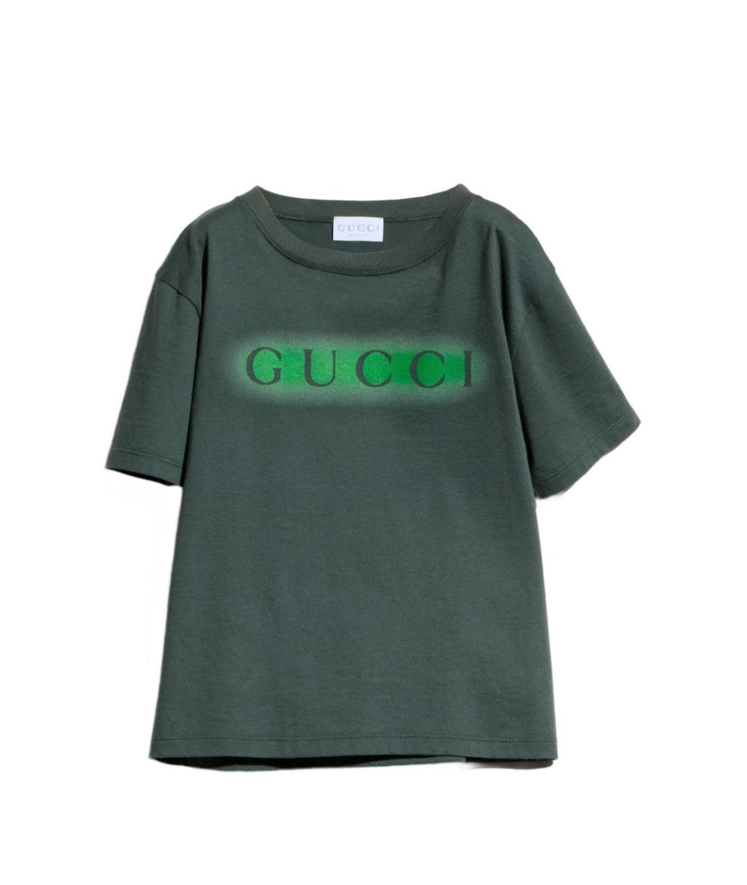 GUCCI Зеленая хлопковая детская футболка, фото 3