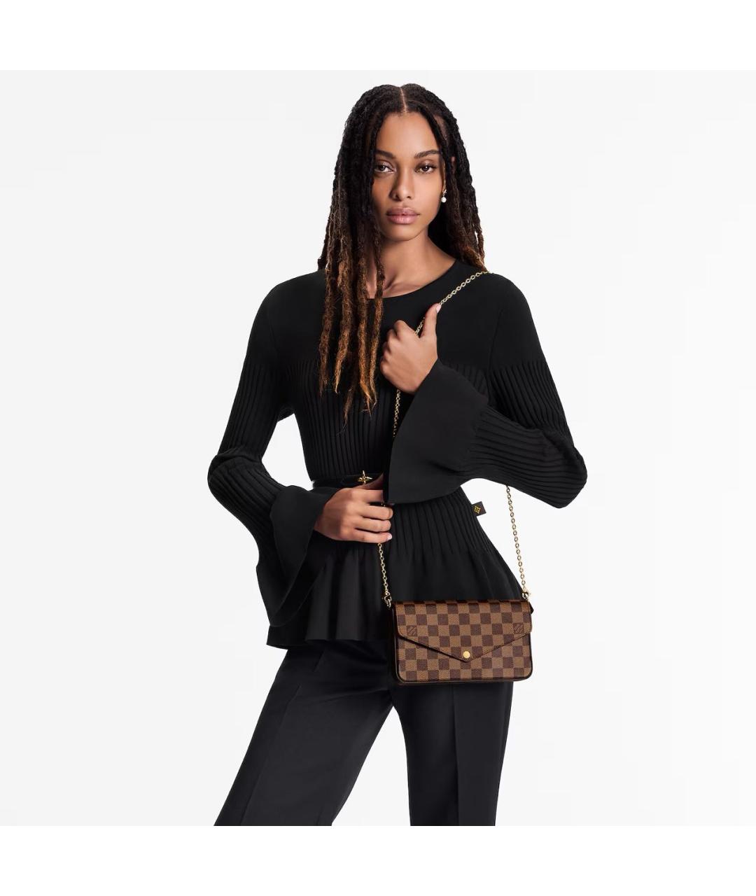 LOUIS VUITTON Коричневая кожаная сумка через плечо, фото 5