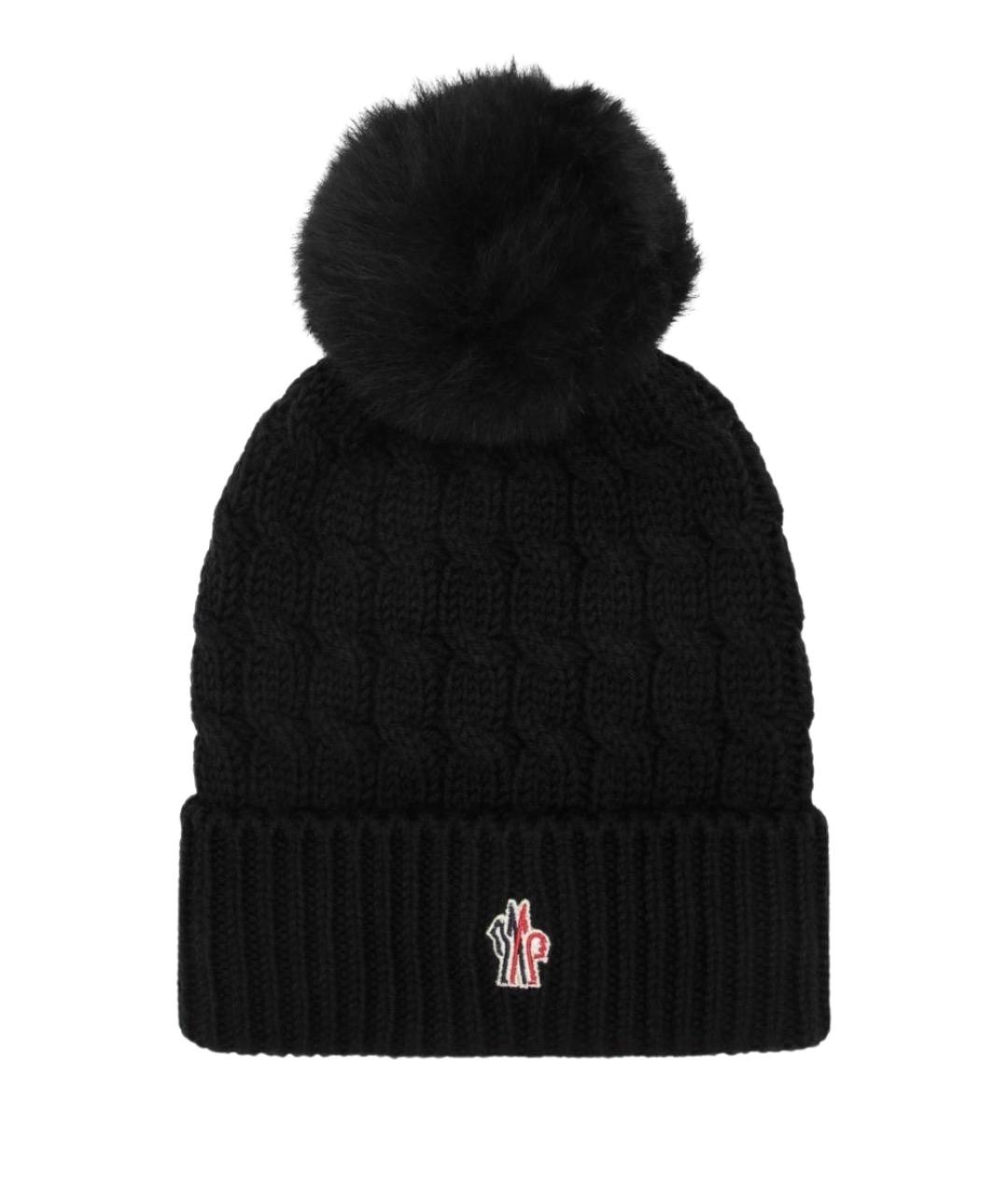 MONCLER GRENOBLE Черная шерстяная шапка, фото 1