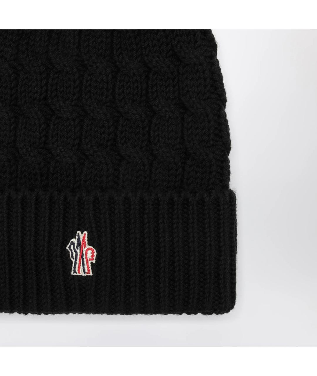 MONCLER GRENOBLE Черная шерстяная шапка, фото 2