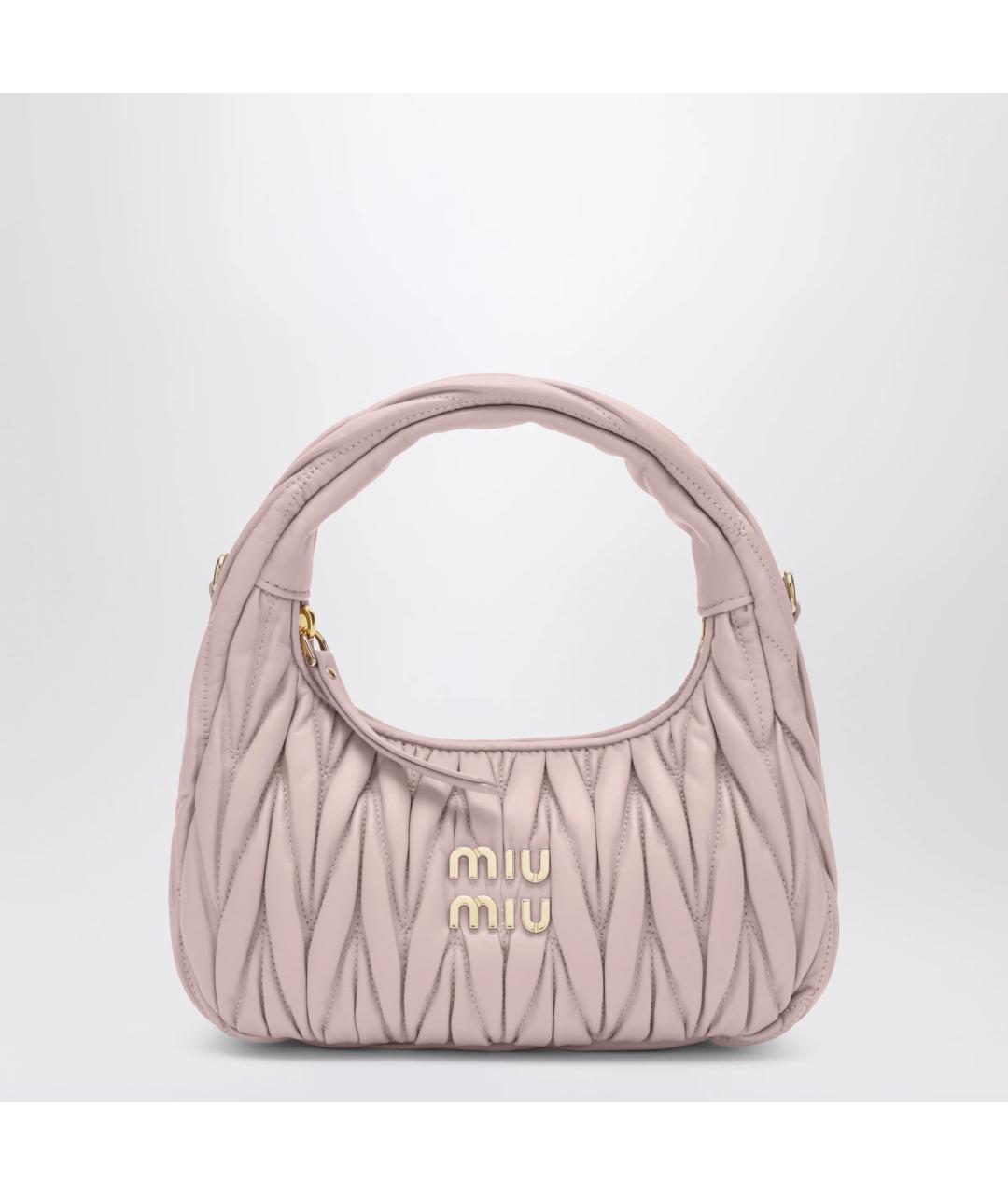 MIU MIU Розовая кожаная сумка с короткими ручками, фото 3