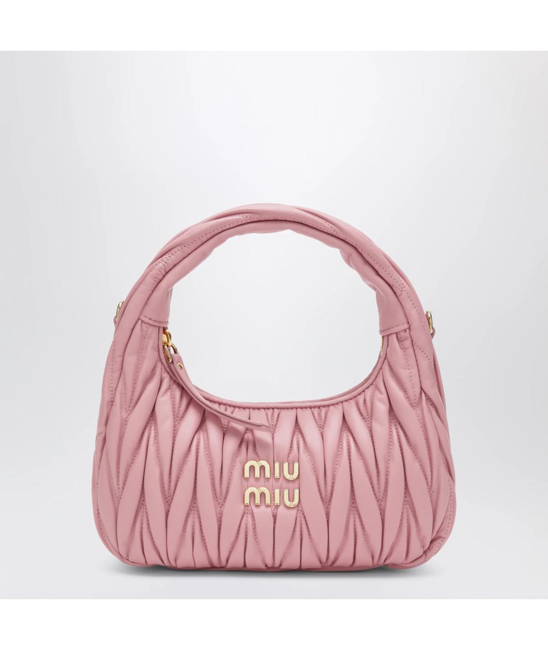 MIU MIU Розовая кожаная сумка с короткими ручками, фото 3