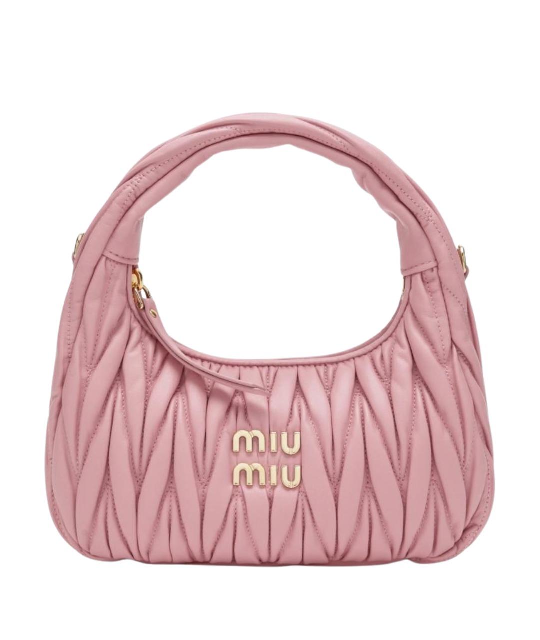 MIU MIU Розовая кожаная сумка с короткими ручками, фото 1