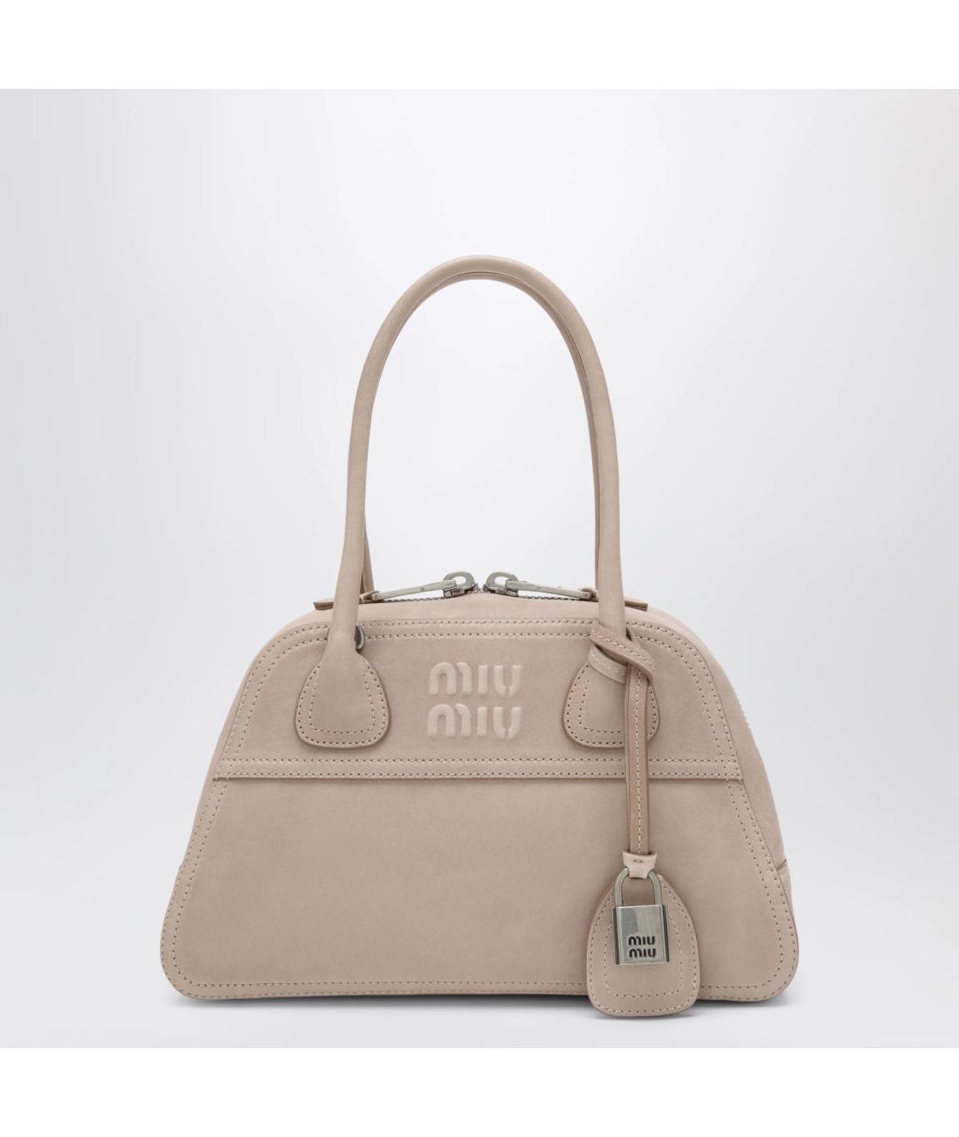 MIU MIU Бежевая кожаная сумка тоут, фото 3