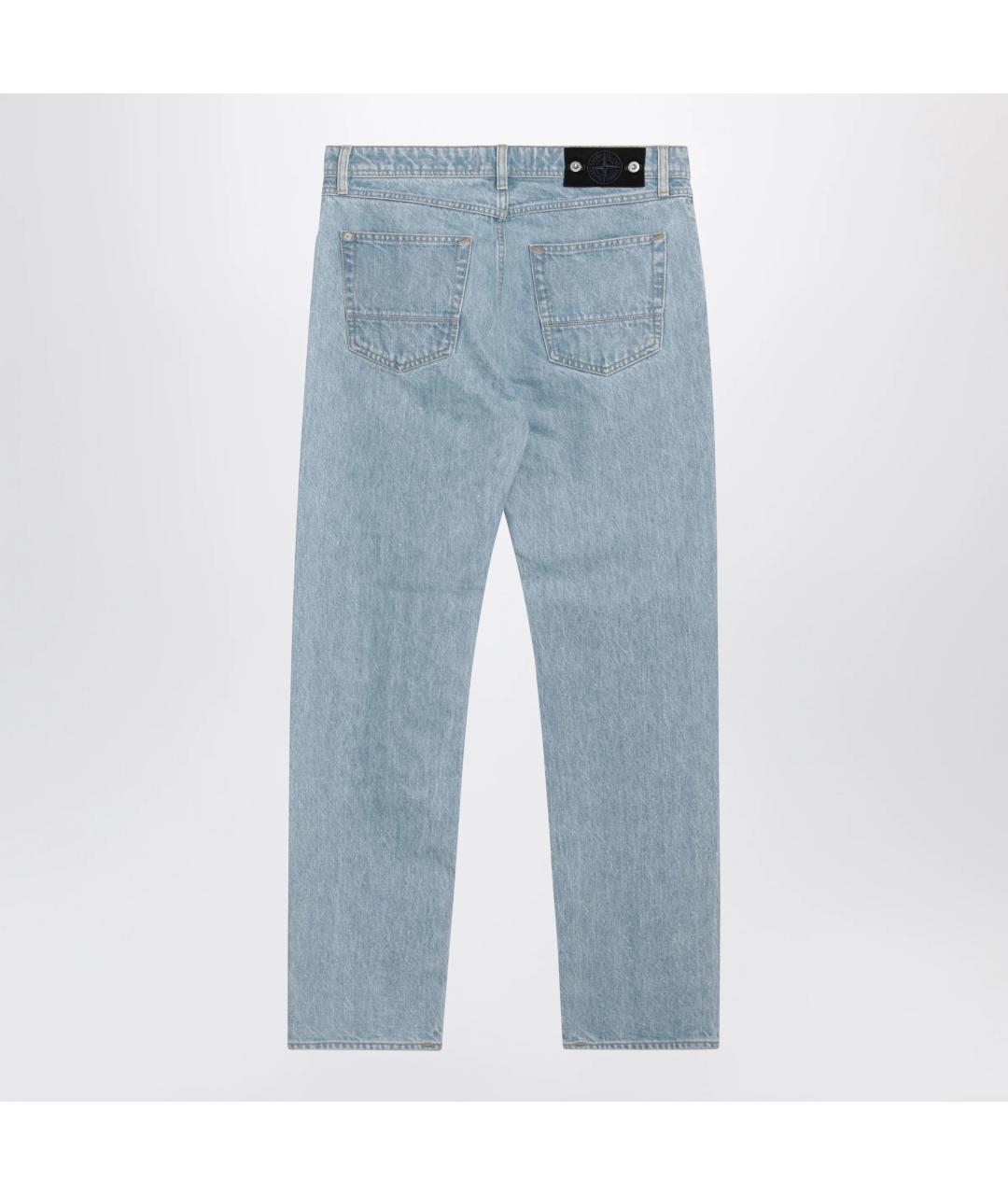 STONE ISLAND Голубые хлопковые прямые джинсы, фото 2