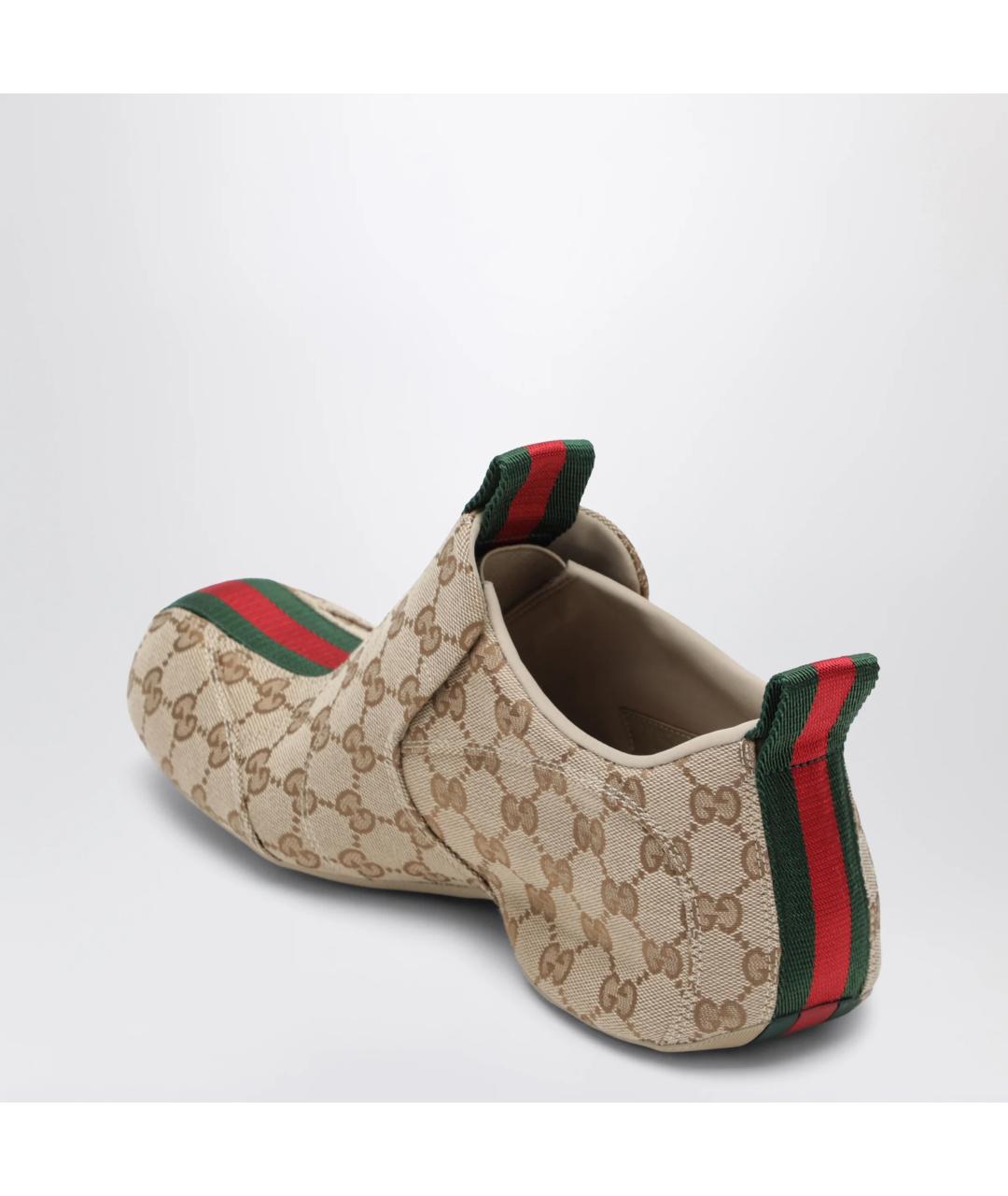 GUCCI Бежевые текстильные низкие кроссовки / кеды, фото 2
