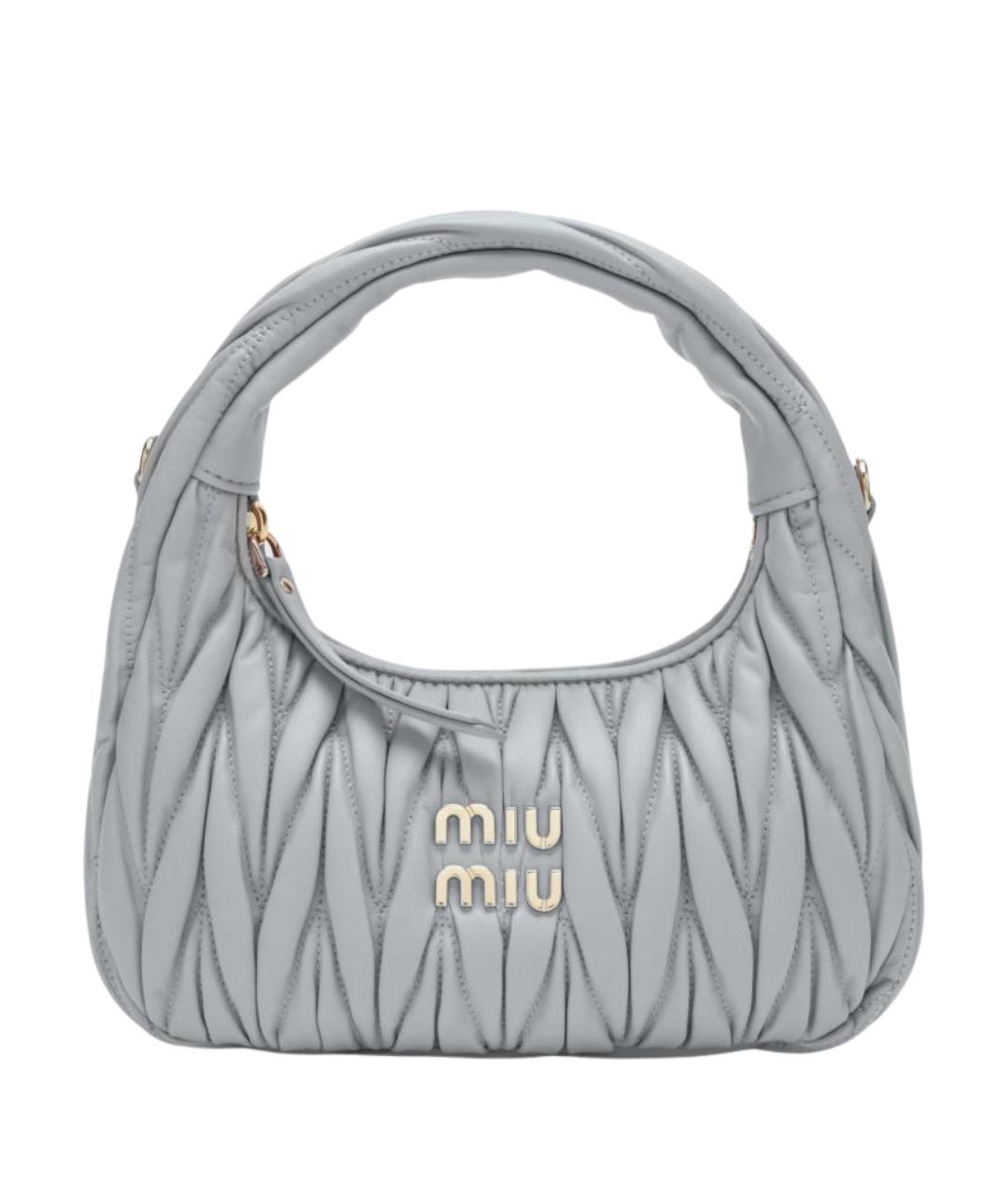 MIU MIU Серая кожаная сумка с короткими ручками, фото 1
