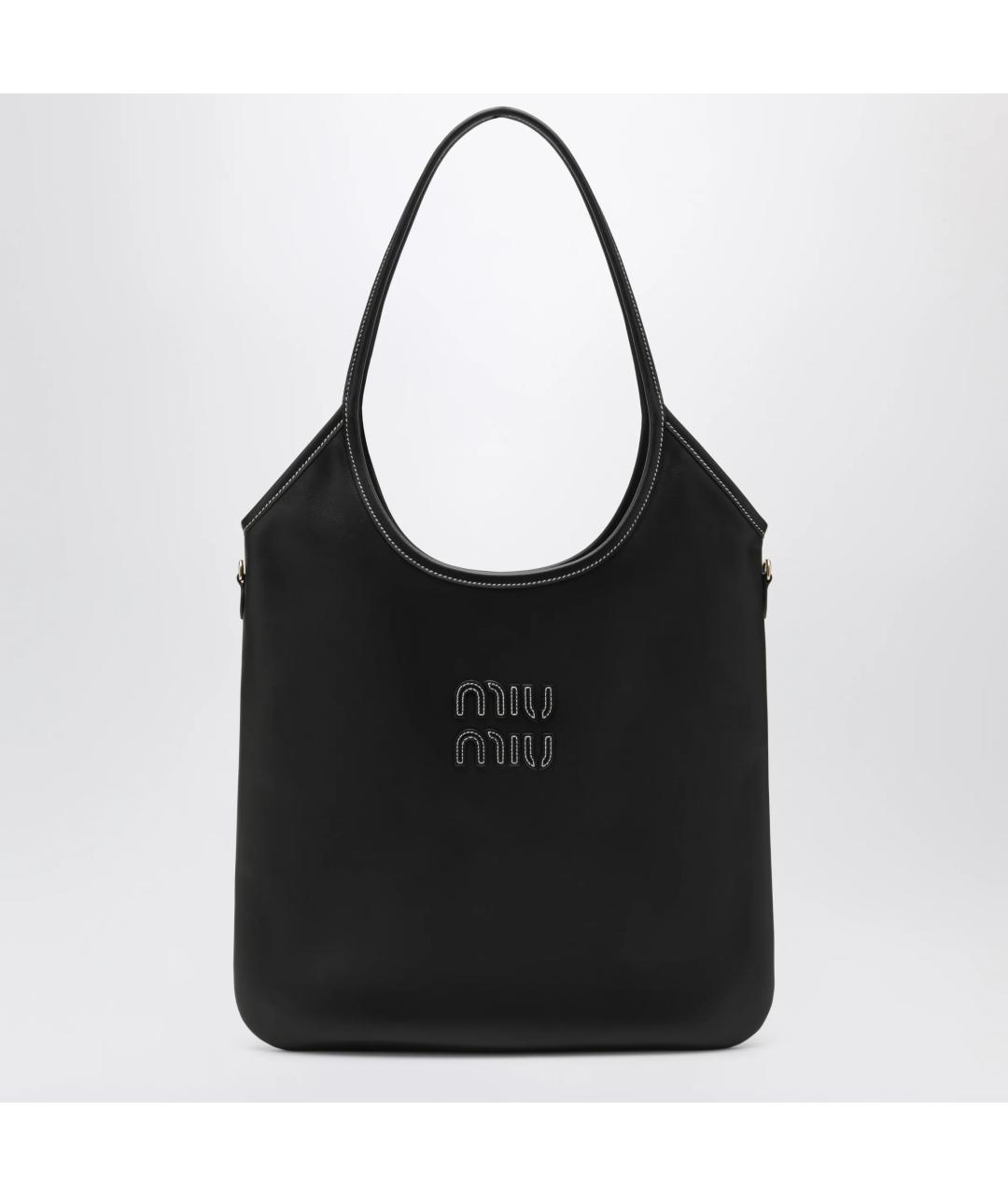 MIU MIU Черная кожаная сумка тоут, фото 3