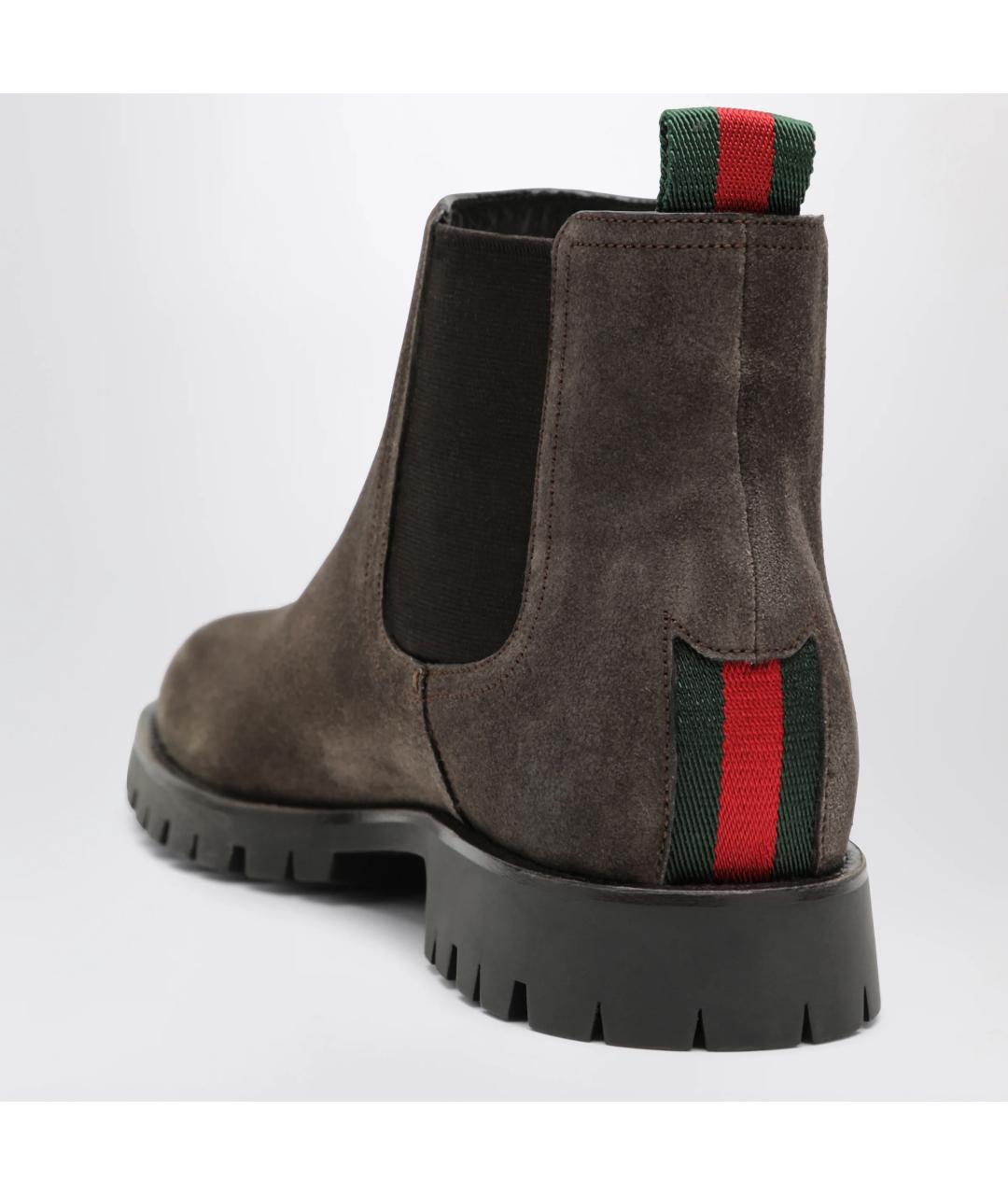 GUCCI Коричневые замшевые низкие ботинки, фото 2