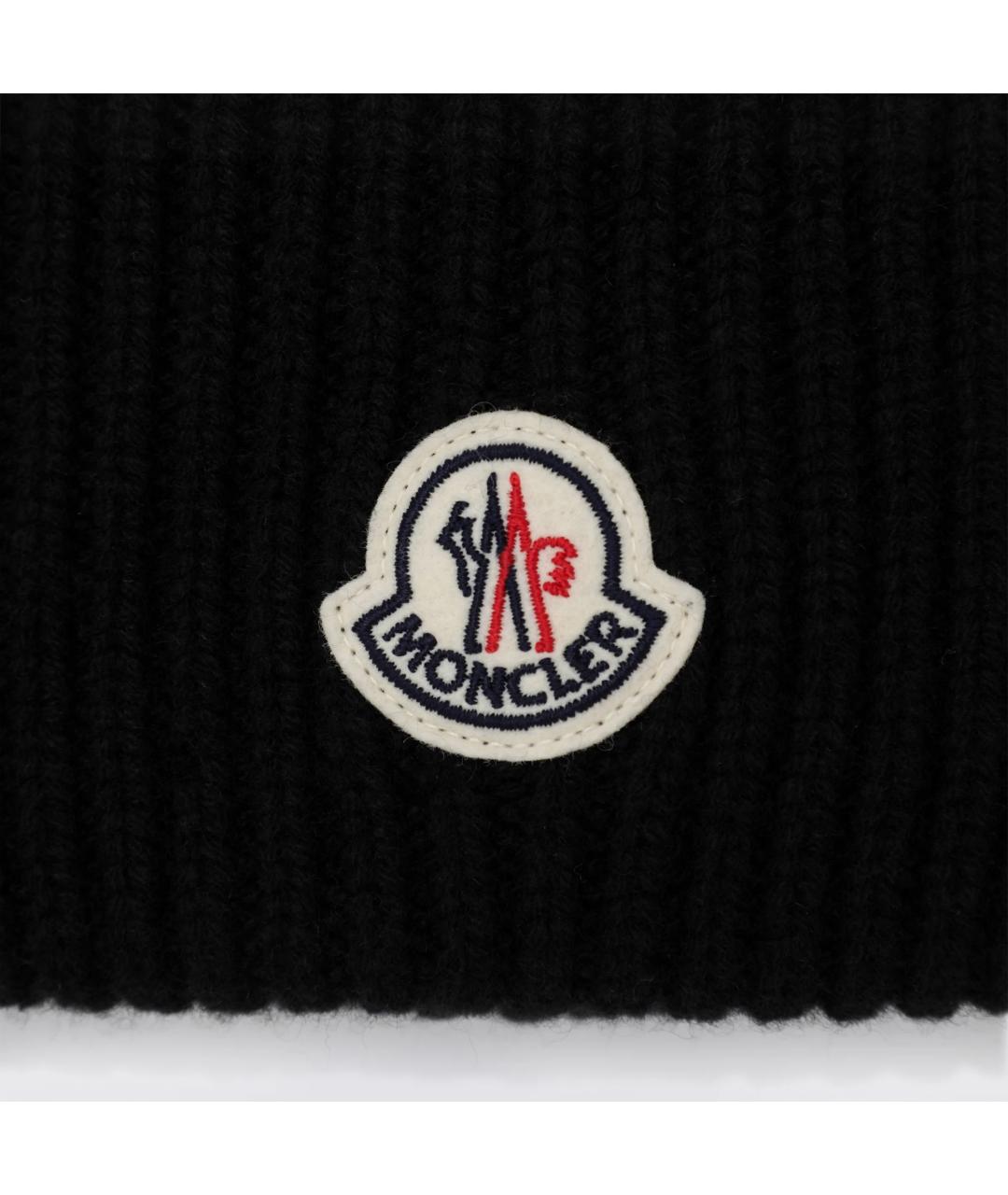 MONCLER Черная шерстяная шапка, фото 2