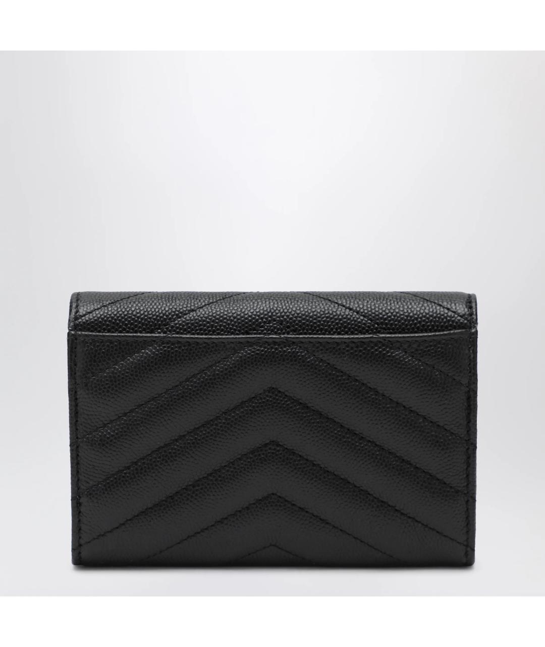 SAINT LAURENT Черный кожаный кошелек, фото 2