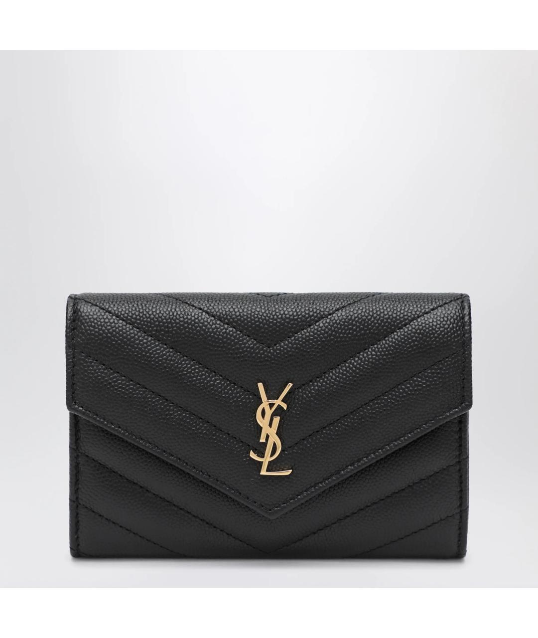 SAINT LAURENT Черный кожаный кошелек, фото 3