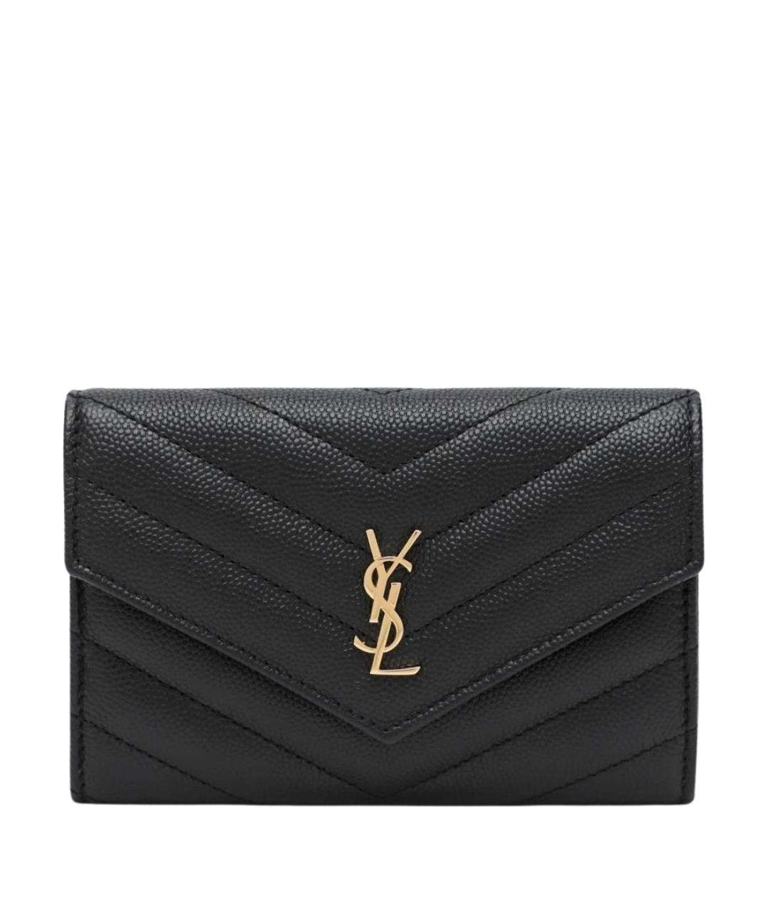 SAINT LAURENT Черный кожаный кошелек, фото 1