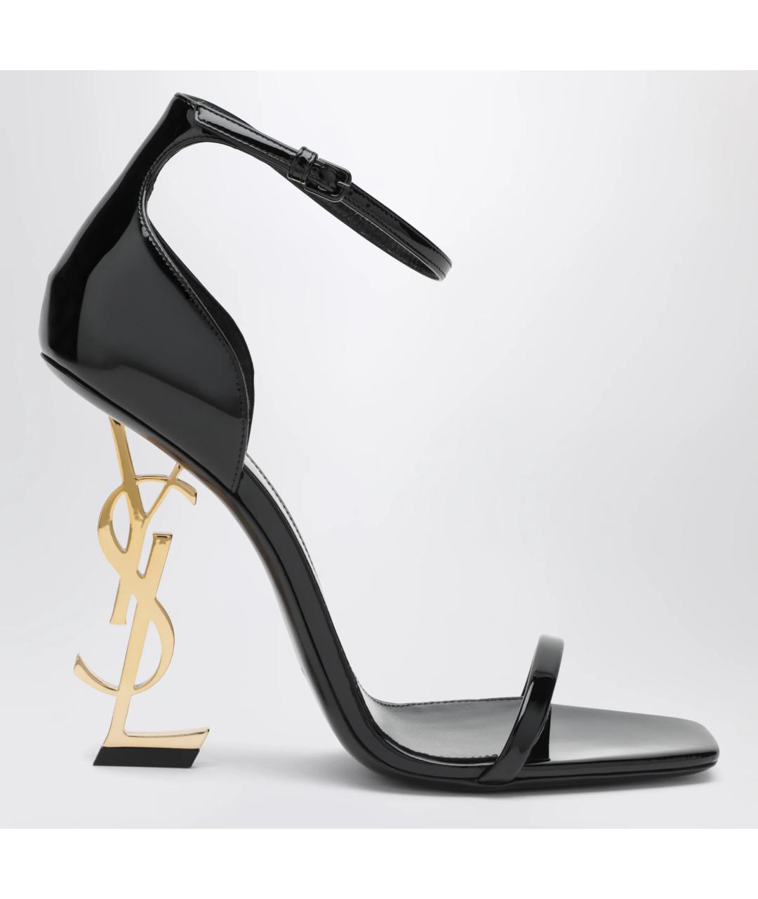 SAINT LAURENT Черные босоножки из лакированной кожи, фото 3