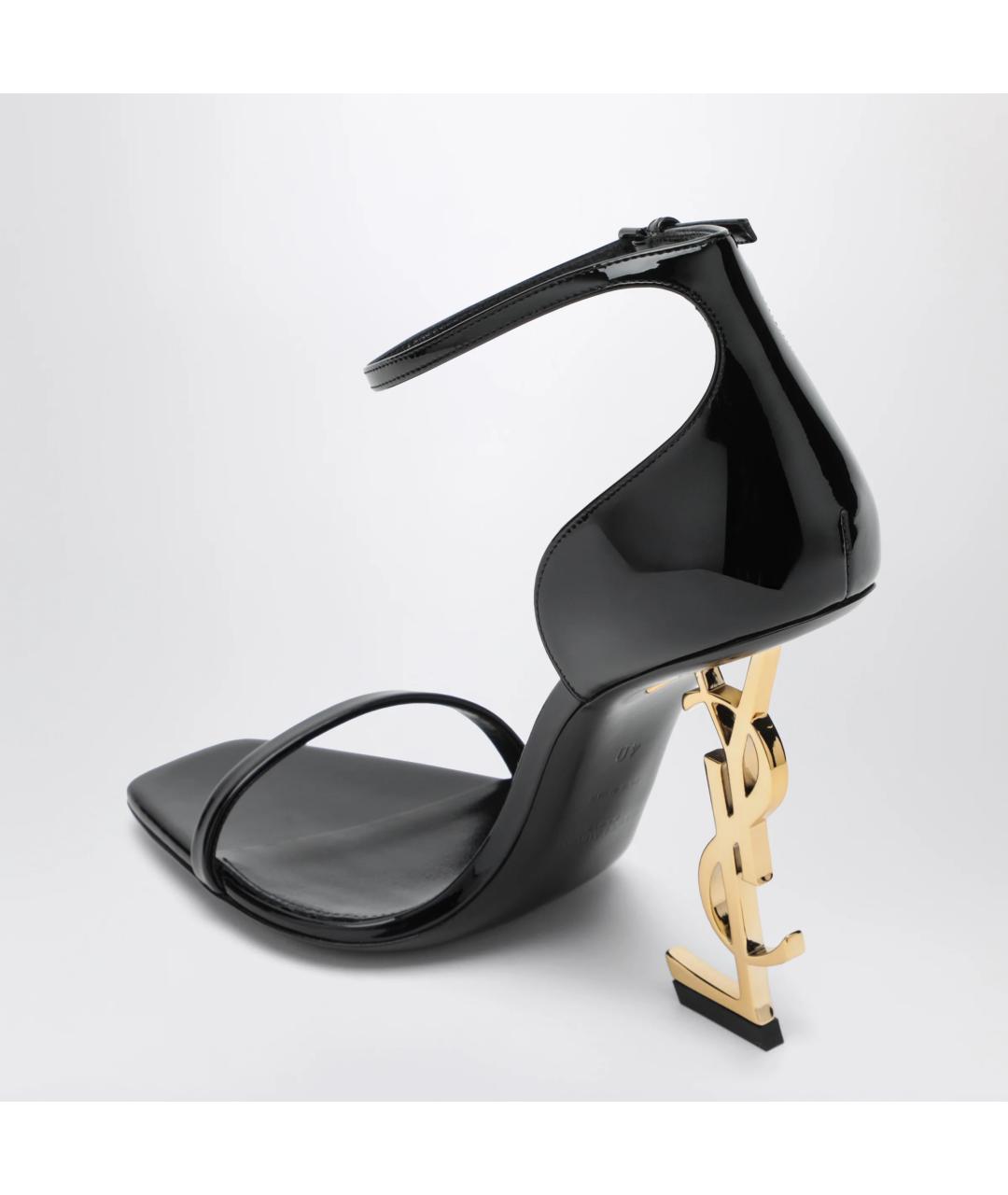 SAINT LAURENT Черные босоножки из лакированной кожи, фото 2