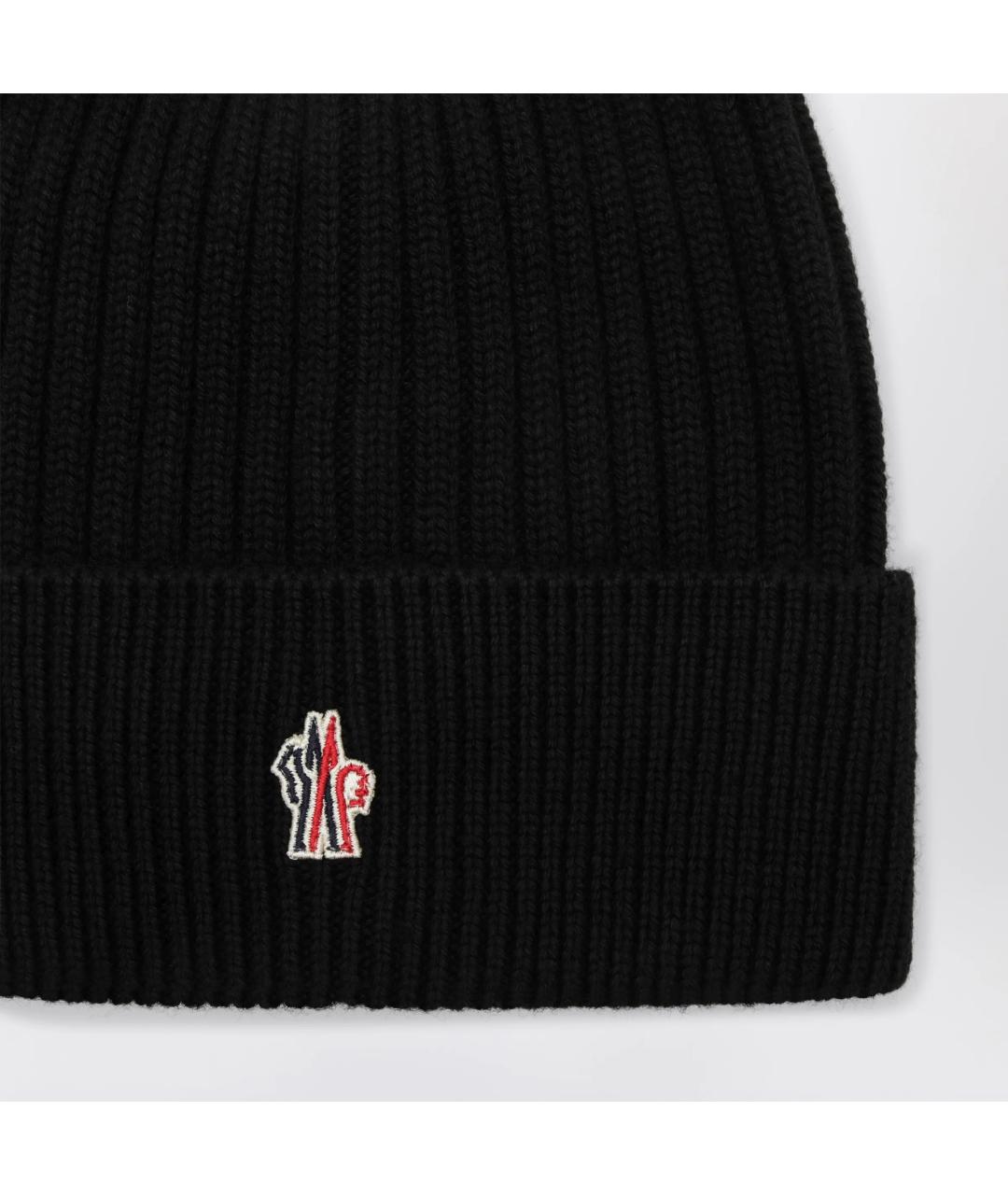 MONCLER GRENOBLE Черная шерстяная шапка, фото 2