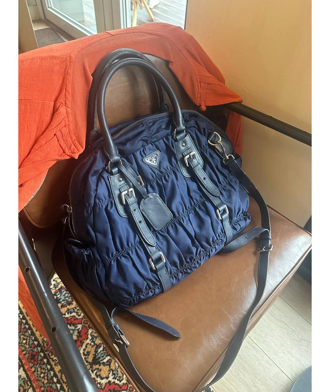 PRADA Синяя нейлоновая сумка тоут, фото 2