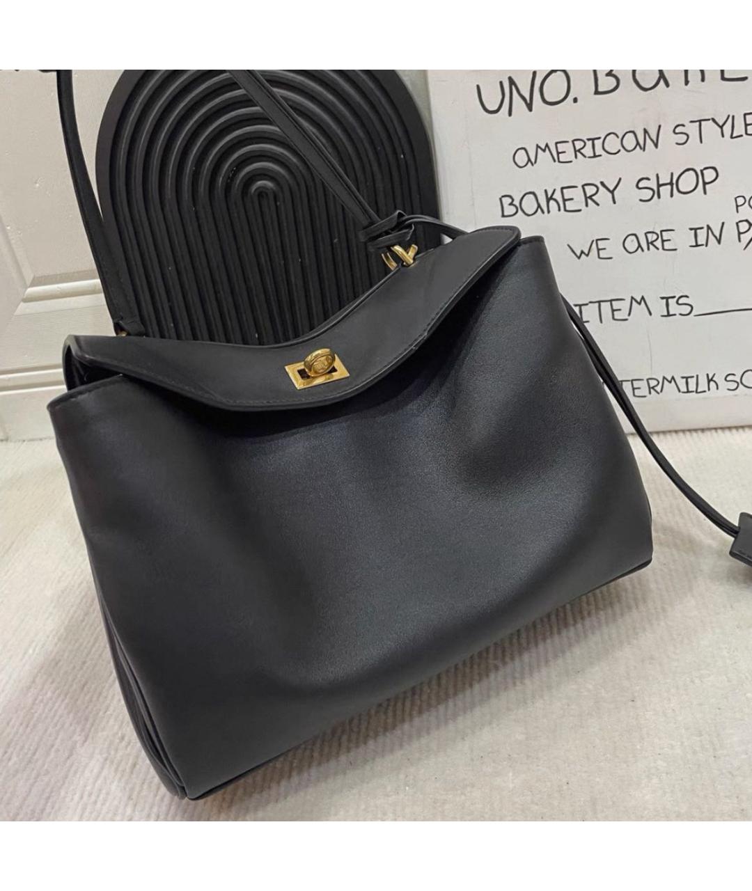 BALENCIAGA Черная кожаная сумка с короткими ручками, фото 2