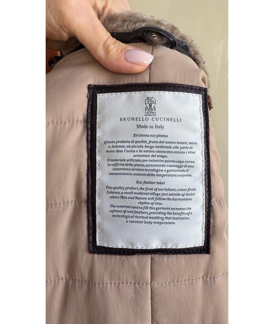 BRUNELLO CUCINELLI Коричневая кожаная куртка, фото 3