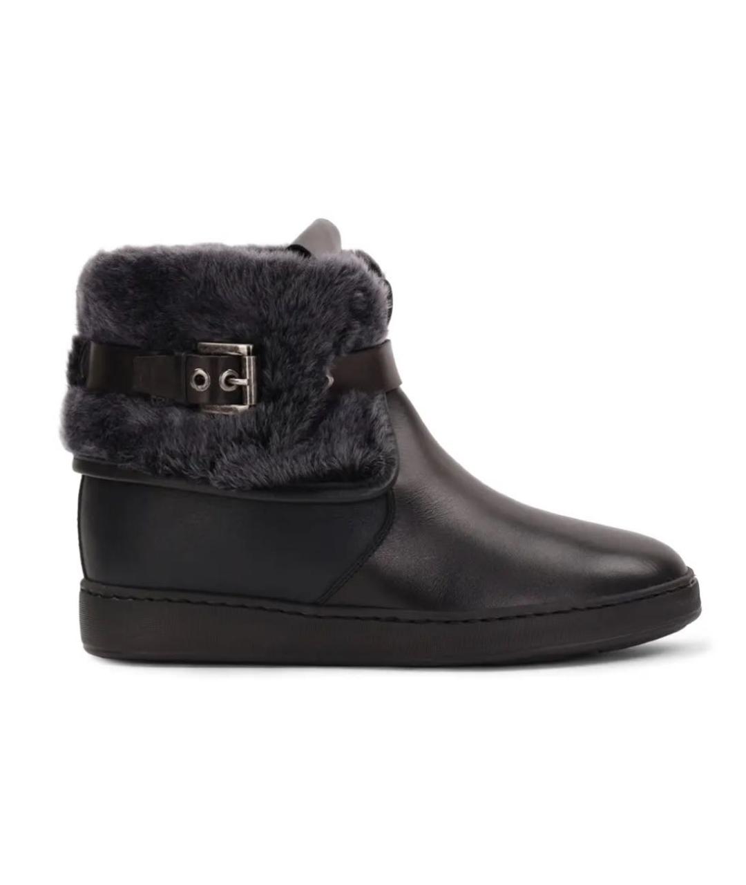 SANTONI Черные кожаные ботинки, фото 5