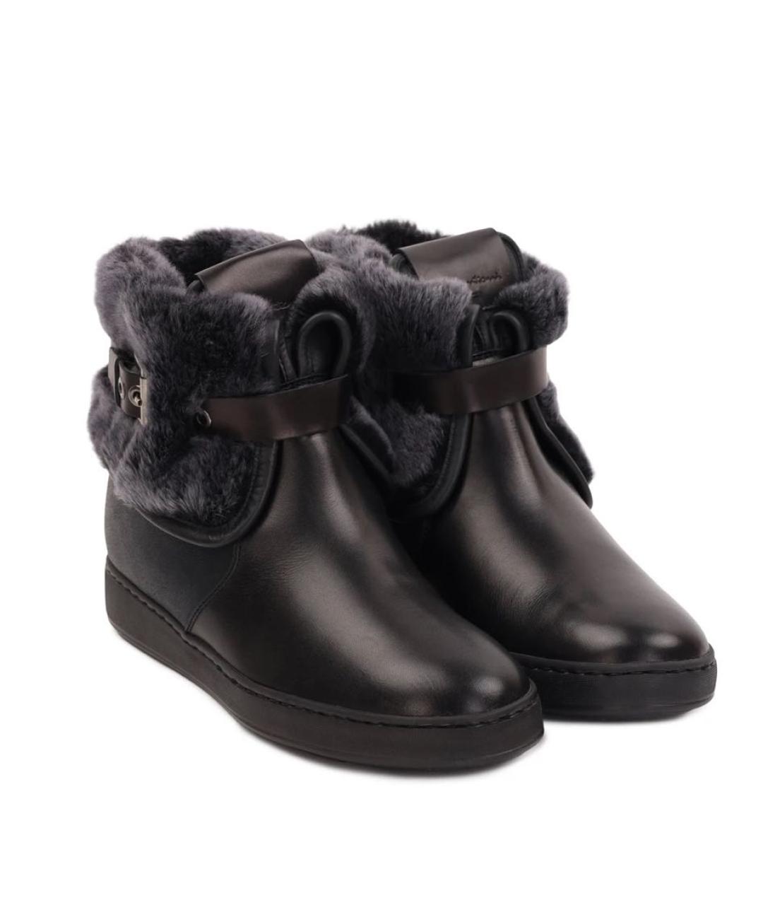 SANTONI Черные кожаные ботинки, фото 2